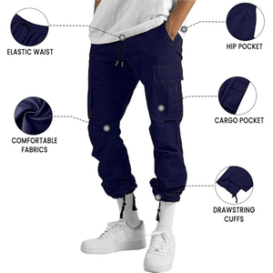 <b>Men's</b> Multi-Pocket Breathable Cargo Pants <b>Overalls</b> Drawstring Closure High Street Style Spring Autumn 100% Cotton Low Price - Product Image 6