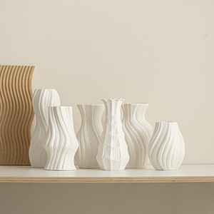 Jarrón de Cerámica Texturizado Blanco Moderno, Decoración <span class=keywords><strong>Minimalista</strong></span> para el Hogar de Estilo Nórdico - Product Image 4