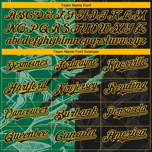 Sudadera con capucha con patrón de grafiti cosido personalizado negro para Kelly Green-Gold Sports Pullover sudadera invierno estilo bordado de ganchillo - Product Image 3