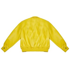 Blouson de baseball avec logo brodé personnalisé en cuir pour hommes - Product Image 4