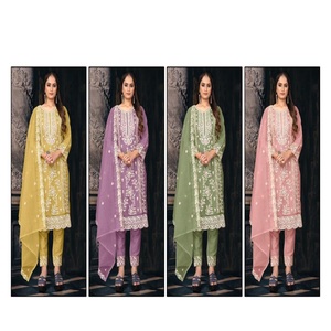 Dernier créateur indien pakistanais Tissu exclusif semi-cousu Salwar Kameez Tendance Tenue de fête ethnique Adultes Occasions nuptiales - Product Image 1