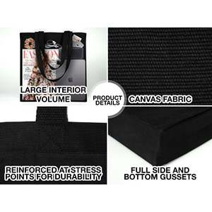 Wholesale Custom Black <b>Canvas</b> Tote <b>Bag</b> <b>Large</b> Capacity Solid Color Fashion Tote with Tassel Decoration Open Closure Type - Product Image 3