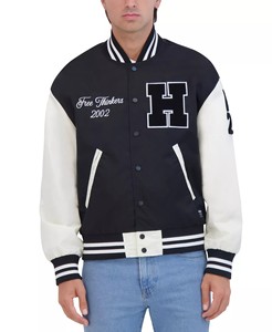 Chaqueta Universitaria al por Mayor OEM, Estilo Urbano, Personalizada, Transpirable, de Cuero Tejido, con Botones, a la Moda - Product Image 2