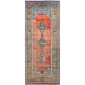 Alfombras de Lana Grandes de Estilo Clásico Nuray, Anudadas a Mano, con Patrón de Medallón Rojo y Naranja para el Hogar y la Sala de Estar, para el Pasillo-Pae-2980 - Product Image 1