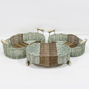 Artex Dong Thap Artisanat Produits Décoratifs Plateaux En Rotin En Osier Faits À La Main avec Poignées En Plastique Pliable pour Le Stockage - Product Image 1
