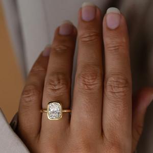 IGI Certified Sustainable Lab Created Bridal <b>Ring</b> 3 Carat Elongated Cushion Lab Grown Diamond <b>Solitaire</b> Engagement <b>Ring</b> 14K Gold - Product Image 5