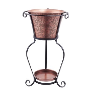 Embossed Design Copper Beverage Tub With Metal <b>Stand</b> & Tray For Ice Storage <b>Drinking</b> Home Garden Party Decorative Beverage Tub - Product Image 1