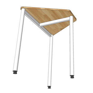 Rubber Wood <b>Mini</b> Trapezoidal Table with Round Iron Legs Lego-Style HBLG037-Minimalist Design - Product Image 6