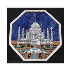 Beautiful Handmade Tajmahal Design Inlay <b>Work</b> Polished White Marble Coffee <b>Table</b> Top Use for Restaurant and Hotel Purpose <b>Table</b> - Product Image 1