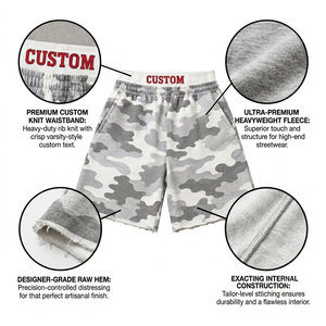 <span class=keywords><strong>Pantalones</strong></span> <span class=keywords><strong>Cortos</strong></span> Bermuda Holgados Personalizados 100% Algodón con Doble Cintura, Estampado DTG Completo, Apliques, Bordados y Pedrería - Product Image 3