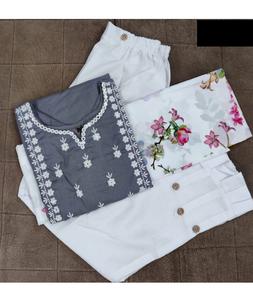 Nayra ผ้าฝ้ายแท้จากนักออกแบบชาวอินเดียตัดด้วยด้ายเย็บปักถักร้อยพร้อมทำ Kurtis สำหรับสวมใส่สบายๆพร้อมพู่และ dupatta - Product Image 1