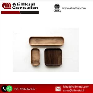 Bandeja de madera decorativa con diseño de Arte Moderno de color oscuro, buena venta para bodas, incluye cuencos, tazas, plato - Product Image 2