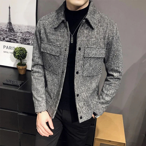 STITCHMODE Veste d'hiver à revers personnalisée Blazer slim à la mode Vêtements d'extérieur décontractés coréens à poches multiples à carreaux de haute qualité - Product Image 1