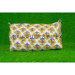 Neceser bohemio Vintage para mujer, neceser grande acolchado de algodón, organizador de cosméticos con cremallera, estampado de bloques, estuche de maquillaje para dama de honor, viaje - Product Image 1