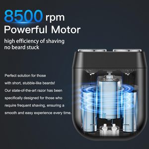 Afeitadora Rotativa Recargable por USB para Hombre, Mini Afeitadora Eléctrica para Barba Húmeda/Seca con Triple Cuchilla y Pantalla LCD, Resistente al Agua IPX7, Lavable - Product Image 5