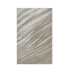 Alfombra de Baño Laina Color Crudo/Beige/Plateado, de Algodón Reciclado con Patrón Abstracto Jacquard, Estilo Moderno, Hecha en Turquía - Product Image 1