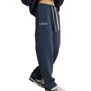 Pantalons et pantalons personnalisés pour hommes de haute qualité 350g tube droit épais décontracté couleur unie style sport ample avec plus polaire - Product Image 1