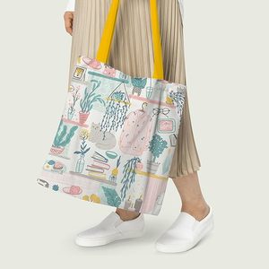 Sac fourre-tout personnalisé en toile de lin et coton de taille moyenne avec impression artistique de lettres sur tableau d'humeur en corde, réutilisable pour la publicité, l'usage quotidien et les cadeaux - Product Image 4