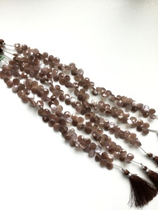 Cuentas Facetadas de Piedra Lunar de Chocolate Natural para la Elaboración de Joyería Fina - Product Image 4