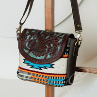 Couverture de selle Offre Spéciale et sac à bandoulière Western en cuir à motifs floraux de haute qualité en cuir véritable Vintage Boho sac à main pour les femmes