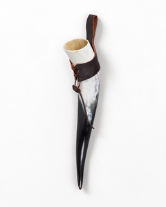 Best Quality Polished Real Ox Horn Viking Drinking Horn with Leather Holster Leak Proof Lid Vacuum Insulation <b>Coffee</b> Mug - Product Image 3