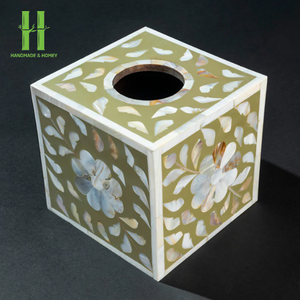 Caja de pañuelos cuadrada con incrustaciones de hueso Natural hecha a mano, elegante cubierta de servilleta de lujo para sala de estar, oficina, Hotel y baño - Product Image 5