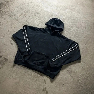 Conjunto de Sudadera con Capucha y Pantalones Deportivos con Lavado Ácido y Pedrería Personalizados, Ropa Urbana de Felpa Francesa, Lavado Ácido Desteñido al Sol, Chándal Deportivo para Hombre - Product Image 3