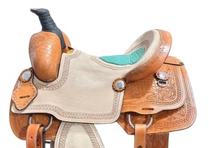 Sillín occidental de caballo de cuero genuino de calidad superior, sillín de carreras de barril para montar a caballo, sillín occidental - Product Image 2