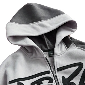 ชุดวอร์มผ้าฝ้าย100% มีฮู้ดสำหรับผู้ชายผ้าฟลีซไซส์ใหญ่พิเศษพิมพ์ลายสีพื้นหนาสำหรับฤดูหนาว - Product Image 3