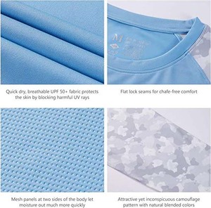 OEM poliéster elastano SPF UPF50 protección solar UV secado rápido Ringer Fitness hombres logotipo personalizado Camisas manga larga de pesca - Product Image 4