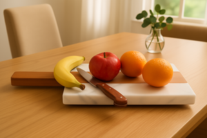 เขียงทรงสี่เหลี่ยมไม้อะคาเซียและหินอ่อนพร้อมที่จับบอร์ดชีสหรูหราอุปกรณ์ตกแต่งห้องครัว - Product Image 4