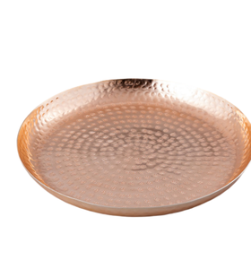 Bandeja de forma redonda de material de aluminio personalizable, bandeja redonda de metal fundido a mano con diseño martillado, bandeja para servir comida - Product Image 6