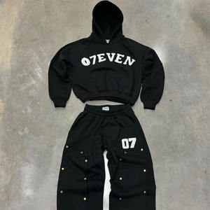 Conjunto de Sudadera y Pantalones Deportivos de Algodón Unisex Personalizado, Lavado Ácido, Ropa Deportiva Urbana, Serigrafiada, Servicio OEM - Product Image 5