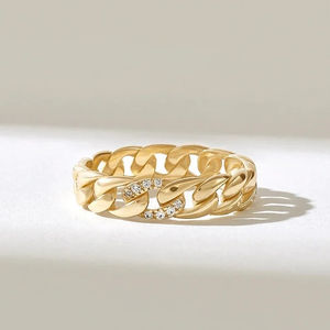 Anillo de Moda para Mujer, Estilo Clásico, Chapado en Oro sobre Plata de Ley, con Diamante Cultivado en Laboratorio de Corte Redondo, Anillo de Eternidad Personalizado - Product Image 1