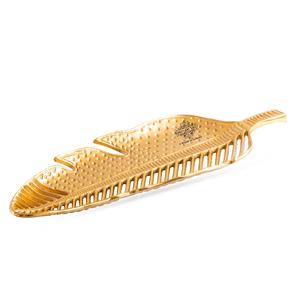 IndianArtVilla Laiton Finition Antique Laque Finition Mat Feuille Coupe Design Plateau Décoratif, Décoration Intérieure pour les Occasions Spéciales - Product Image 1