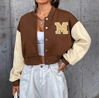 Nouveau élégant Satin femmes Collage université recadrée Varsity veste doublure douce respirant hiver Varsity vestes