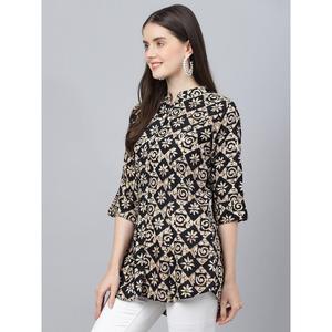 Divena เสื้อทรงเอไลน์ผ้าเรยอนสีดำพิมพ์ลายดอกไม้สำหรับผู้หญิงเสื้อทรงเอไลน์ผ้าไหมสไตล์วินเทจทรงหลวม XL สำหรับฤดูใบไม้ผลิฤดูร้อนฤดูใบไม้ร่วง - Product Image 3