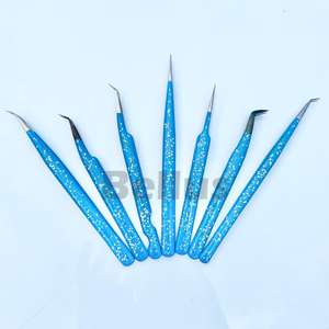 Pinzas para pestañas postizas azules y negras, herramientas para pestañas con logotipo personalizado de acero inoxidable, pinzas para maquillaje, DHL FedEx OEM disponible - Product Image 2
