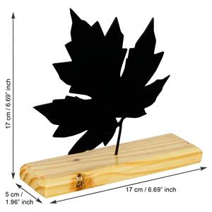 Artistic Black Metal Leaf Sculpture With Wooden Base Perfect Centerpiece For Tabletop Home And Office <b>Decor</b> - Product Image 3