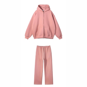 Vente en gros Survêtement Vêtements de sport vierges unisexe Sweat à capuche zippé Jogging Ensemble pantalon de survêtement évasé et sweat à capuche Logo personnalisé Survêtements - Product Image 3