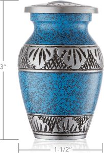 Pequeñas urnas de cremación para cenizas humanas Mini JUEGO DE RECUERDO DE 4 azul y plata con estuche de terciopelo - Product Image 3