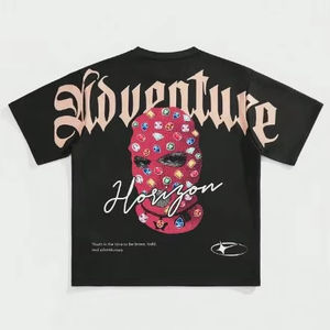 เสื้อยืดผ้าฝ้าย100% ขนาดใหญ่พิเศษของผู้ชายผ้าเฟรนช์เทอร์รี่เสื้อสไตล์สตรีทแวร์ดีไซน์สะพายไหล่มีลายพิมพ์ DTG ทรงหลวม - Product Image 1