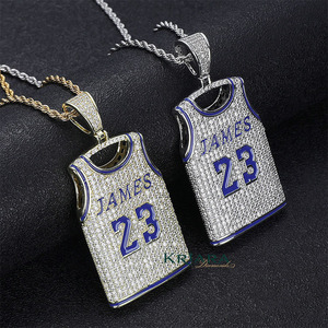 Pendentif Maillot de Basketball James 23 en Argent 925 et Moissanite, Style Hiphop Unisexe pour Usage Quotidien - Product Image 5