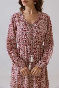 Personnalisé de haute qualité Vintage Boho Imprimer Sans bretelles D'été Sans manches A-ligne Maxi Robe Dentelle Broderie Femmes Plage Vacances - Product Image 3