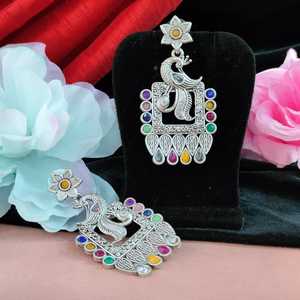 Pendientes colgantes de moda oxidados, piedras de colores cautivadoras, fusión con elegancia terrosa, perlas de la mejor calidad, encanto contemporáneo - Product Image 2