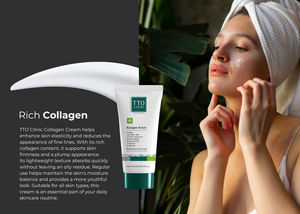 Crème au collagène TTO Clinic 60 ml, crème hydratante pour le visage, acide hyaluronique, vitamine E, panthénol, huile de jojoba - Anti-âge, raffermissante pour tous - Product Image 3