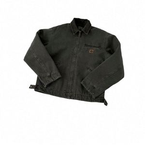 Blouson Bomber Décontracté Homme Personnalisé en Toile Lavée Style Vintage Respirant avec Motif Géométrique, Doublure Coton, Col Montant et Capuche, Plusieurs Poches Frontales - Product Image 3