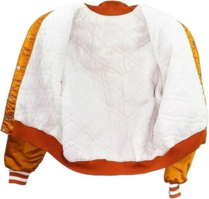 OEM moda personalizada Varsity chaqueta de satén para los hombres de béisbol Bomber estilo de alta calidad Streetwear chaqueta para hombres y mujeres Unisex - Product Image 3
