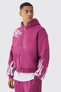 Chándal de Diseño Más Reciente con Estampado Serigrafiado, Lavado Ácido, 100% Algodón, Pantalones y Sudadera Extra Grandes - Product Image 3