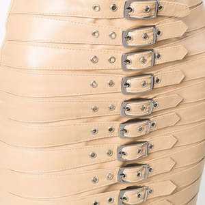 Fabricants de vêtements Jupe en cuir sur mesure Automne Taille haute Élégante Décontractée Nouvelle mode 2025 Jupe en cuir d'agneau véritable - Product Image 2